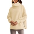 thumbnail image 3 of LANGWYQU Long Sleeve Turtle Neckline Women Casual Hoodies Side Zipper Sweatshirt, 3 of 5