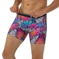 thumbnail image 3 of Picia Tropical Leaves Pattern Men's Athletic Long Leg Briefs , Performance Stretch Underwear，Moisture-Wicking, 3 of 7