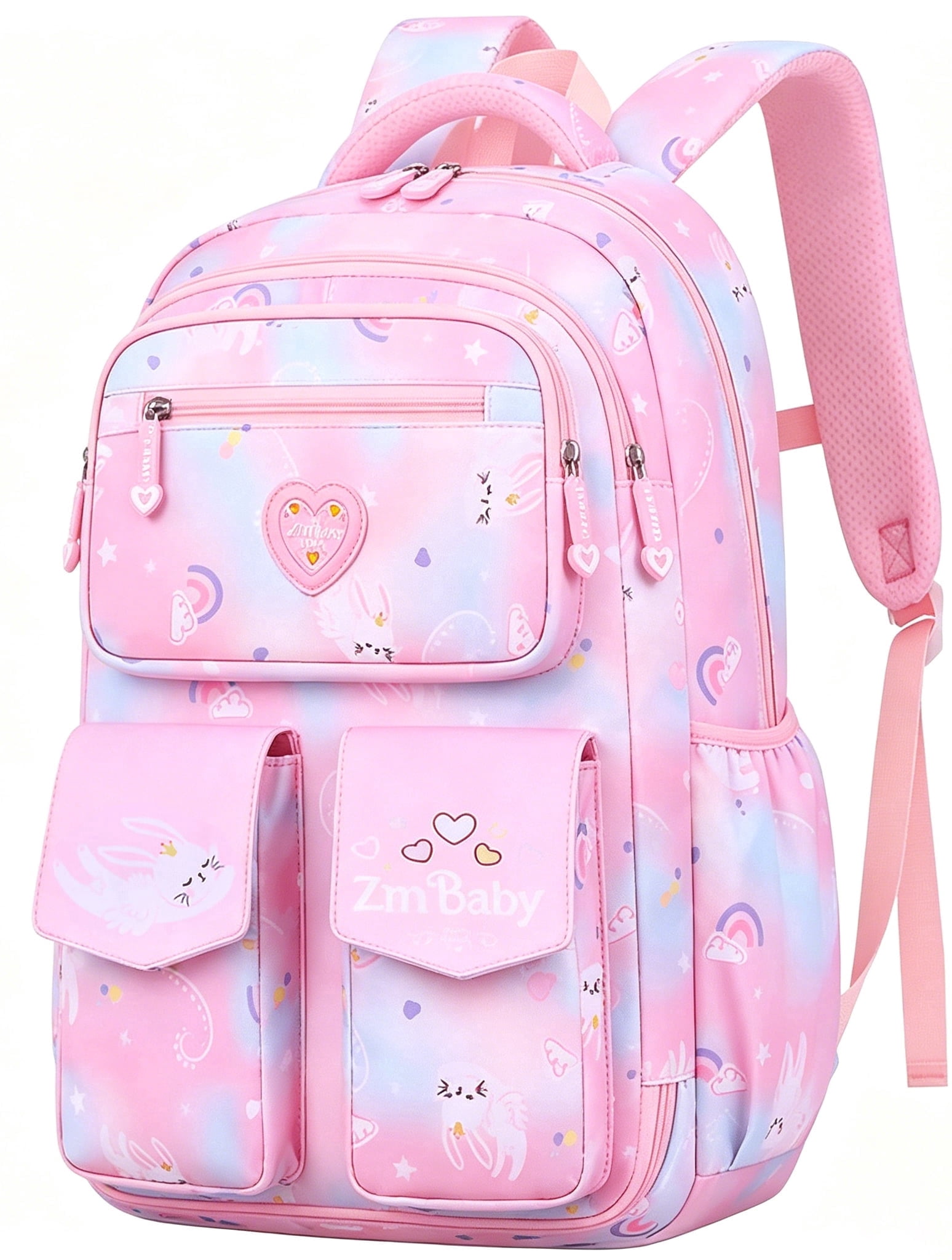 Mochila escolar KIVDIT para niñas, morral infantil resistente, bolso escolar espacioso con múltiples bolsillos para niñas, rosa 8