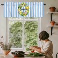 thumbnail image 4 of Lemon Wreath Valances for Windows, Rod Pocket Kitchen Valance Curtains - Soft & Washable Small Window Treatment for Living Room, Bathroom, Summer Fruit Blue Stripes 42x12inch, 1 Panel, 4 of 9