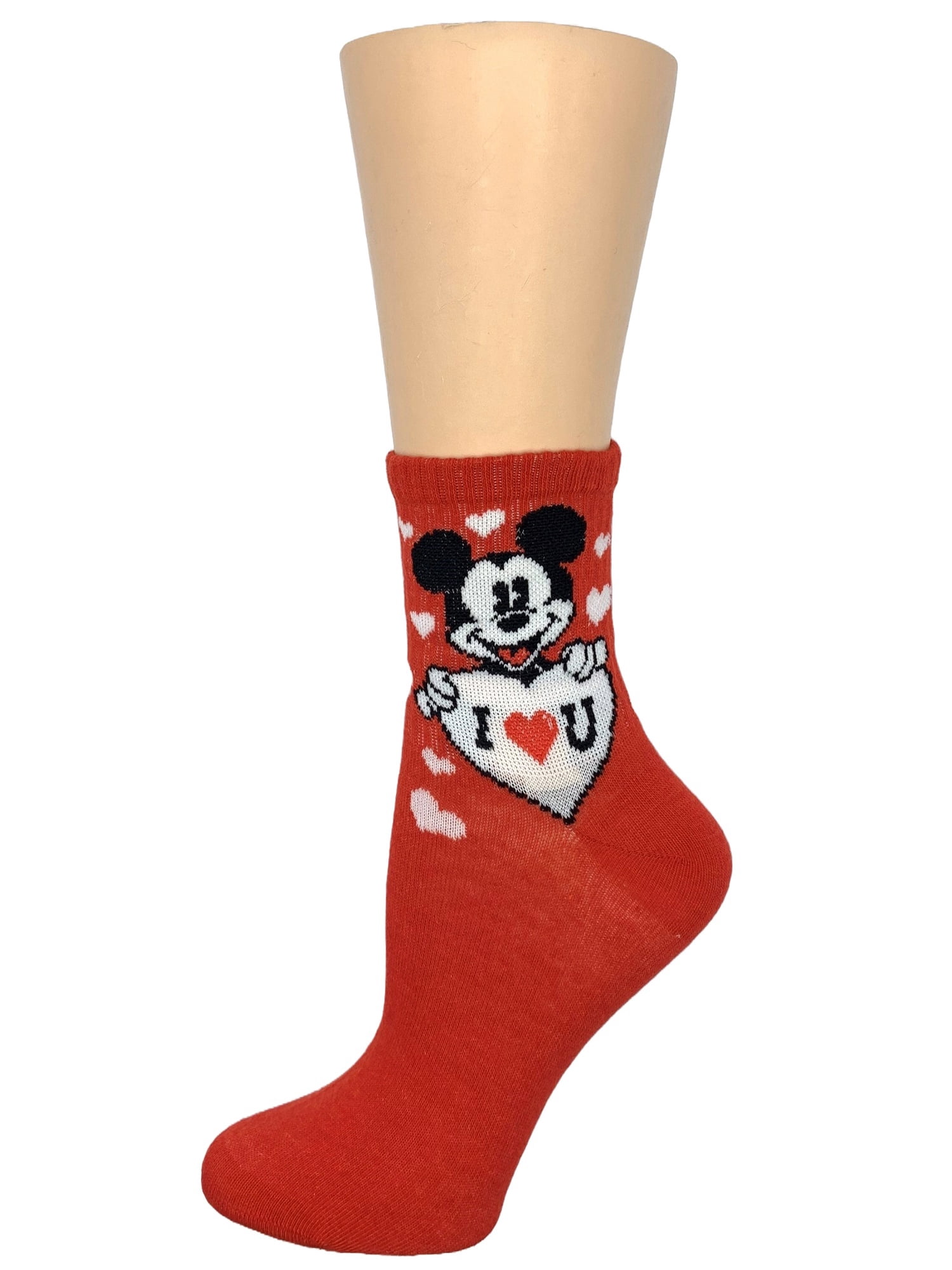 Disney Mickey & Friends, Valentine's Day Women's Mid-Crew Socks Box Set, 2-Pack, Size 4-10