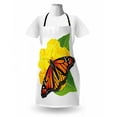 thumbnail image 3 of Butterfly Apron, Monarch Breed Moth Insect Flower Leaves, Unisex Kitchen Bib with Adjustable Neck for Cooking Gardening, Adult Size, Yellow Green Orange, by Ambesonne, 3 of 4