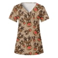thumbnail image 1 of Snorda Haut de Blouse Médicale pour Femmes Mode Manches Courtes Col en V Uniformes de Travail avec Poche Imprimée, 1 of 4