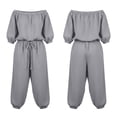 thumbnail image 6 of JOANKDMI Off The Shoulder Jumpsuits for Women Casual Long Rompers with Pockets Loose Fit Elastic Waist Drawstring Summer Beach Outfits Flowy One Piece Overalls, 6 of 6