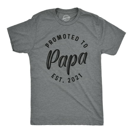 Mens Promoted To Papa 2021 Tshirt Funny New Baby Family Graphic Tee (Dark Heather Grey) - 3XL Graphic Tees