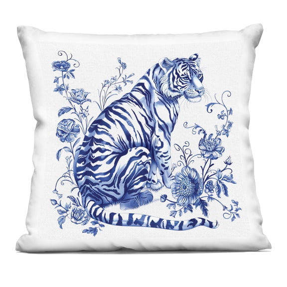 Stupell Industries Traditional Ornate Floral Tiger Decorative Printed Throw Pillow, design by Lettered and Lined