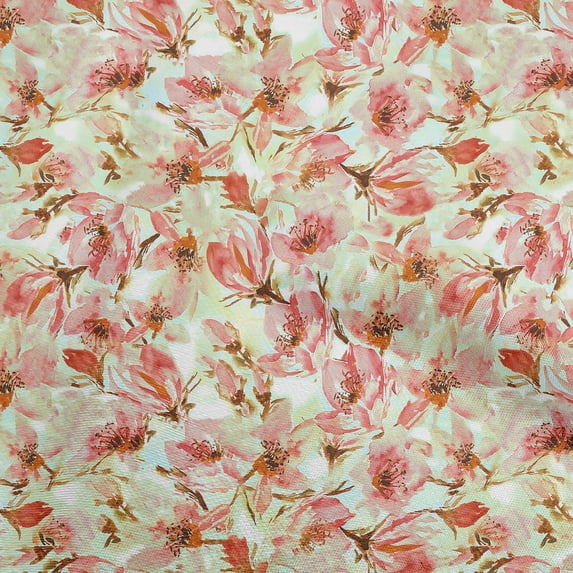 oneOone Viscose Jersey Light Yellow Fabric Abstract Floral Fabric For Sewing Printed Craft Fabric By The Yard 60 Inch Wide