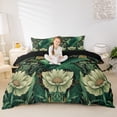 thumbnail image 3 of Erosebridal Animal Green Dragon Queen Duvet Cover Set For Boys Girls,Vintage Flowers Bedding For Kids Teens,Black Reversible,3 Pieces,No Comforter, 3 of 5