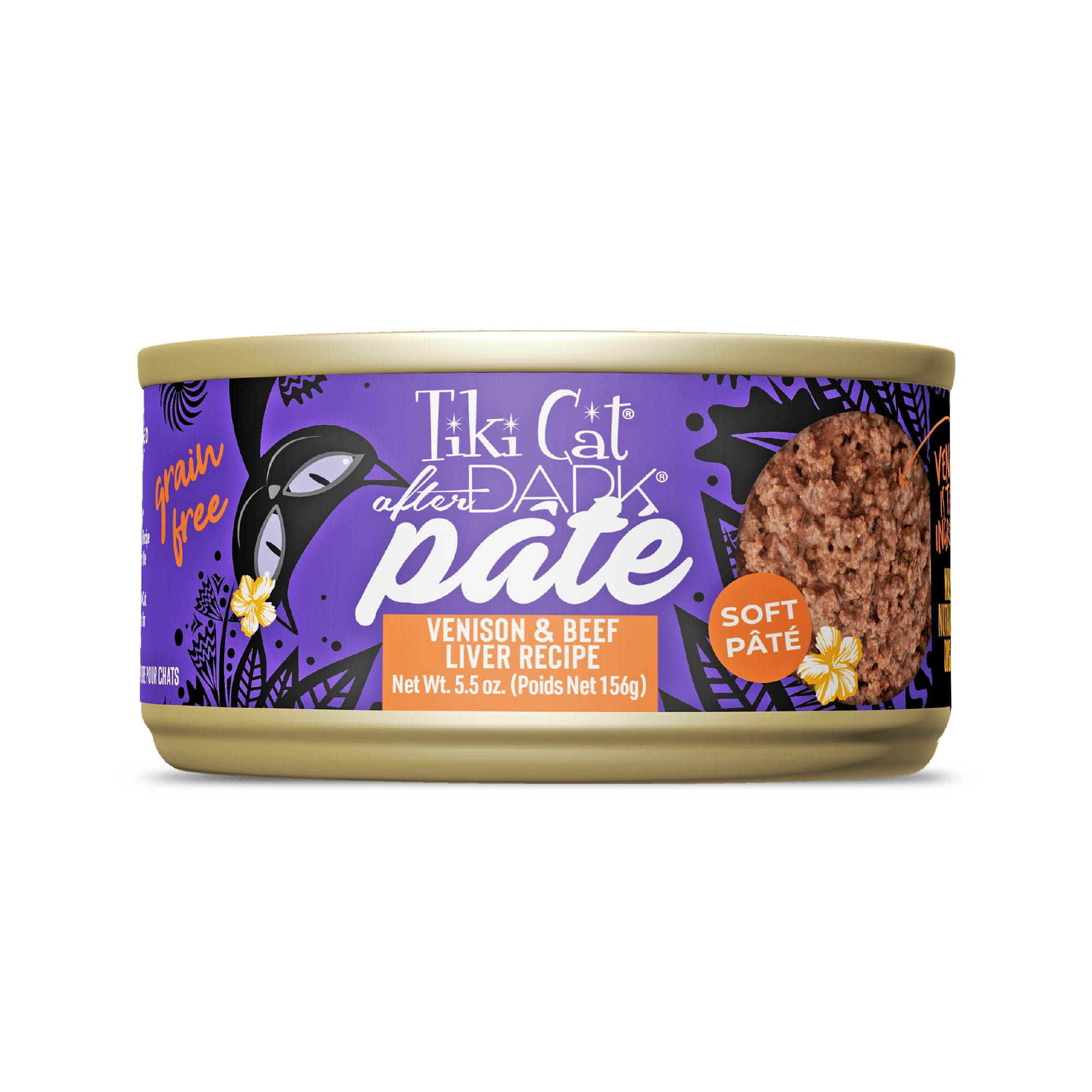 (2 pack) Tiki Cat After Dark Soft Pate Wet Cat Food, Venison & Beef Liver Recipe, 5.5 oz. Can