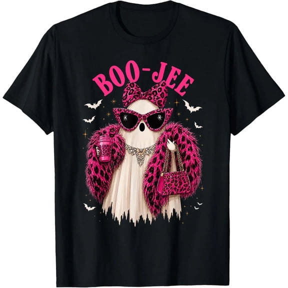 Halloween T-shirts,Halloween Boo JEE Pink Leopard Ghost T-shirts