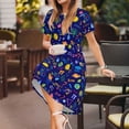 thumbnail image 3 of Fotbe Mathematics And Chemistry Vestido Largo de Moda para Mujer, Vestido Tipo Camiseta con Manga Corta y Estilo Casual a Rayas y Bloques de Color, 3 of 6