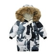 thumbnail image 2 of Godderr Toddler Kids Baby Winter Cotton down Outwears Jackets 3-12Y Removable Hooded Camouflage Coats Mid-Length Fleece Warm Thicken Outwears for Girls Boys, 2 of 8