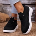 thumbnail image 6 of Nestiefly Slip On Sneakers Women Breathable Mesh Knitted Woven Low Top Walking Shoes Lightweight Wide Width Non-Slip Shoes Black 38, 6 of 9