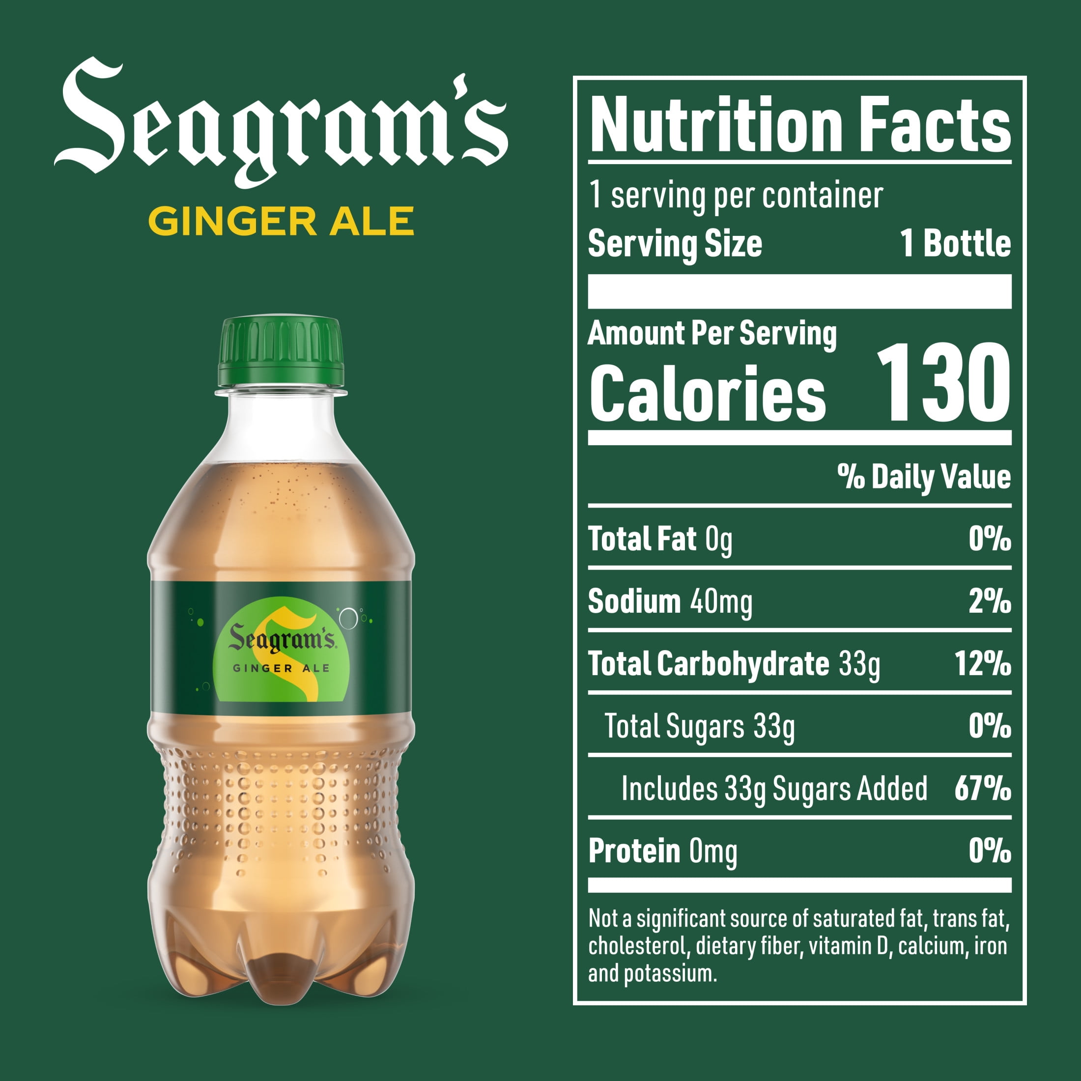 (4 pack) Seagram's Ginger Ale Soda Pop Bottles, 12 fl oz, 6 Pack