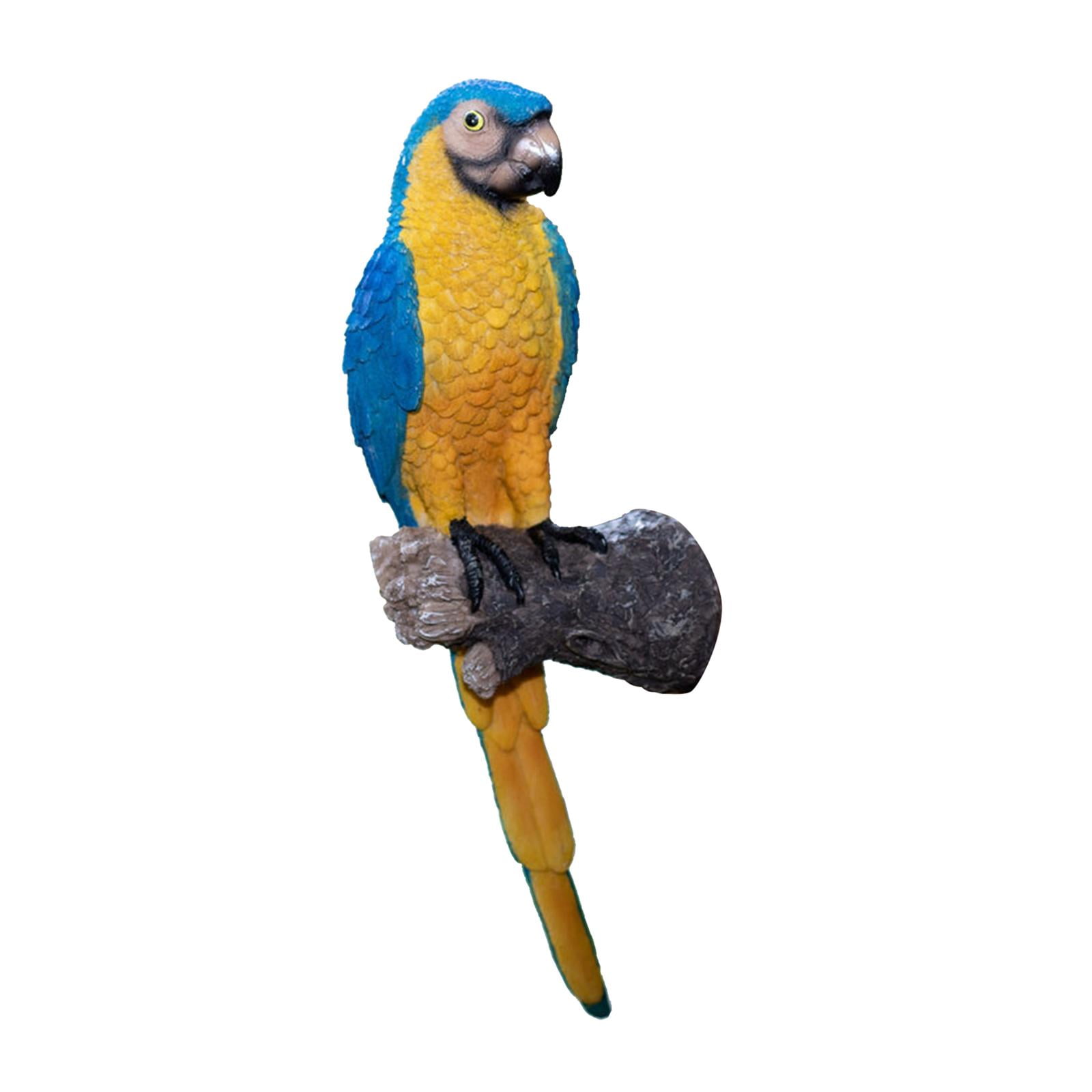 Resin Garden Parrot Statue Wall Mounted DIY Tropical Macaws Wall Sculpture Office Decor Nature Collectors Gifts