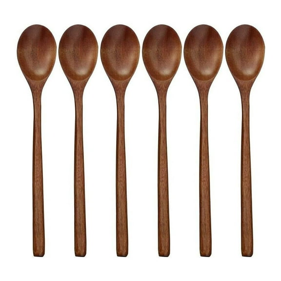 Wooden Spoons, 24 Pieces 9 Inch Wood Soup Spoons for Eating Mixing Stirring, Long Handle Spoon with Japanese Style Kitchen Utensil