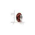 thumbnail image 3 of Fancy Bead White Sterling Silver Glass 13.64 mm 7.27 Reflections Red Black Hand-Blown Bead, 3 of 3