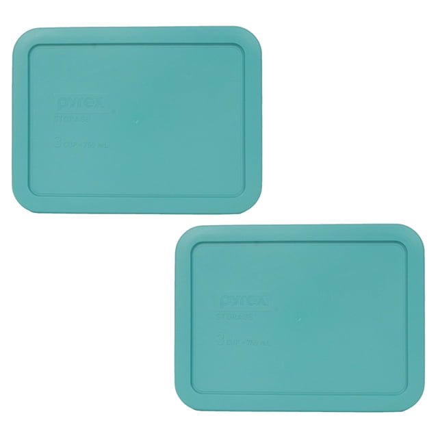 Food Storage Pyrex 7210 unidades con tapas turquesas para 3 tazas, paquete de 2