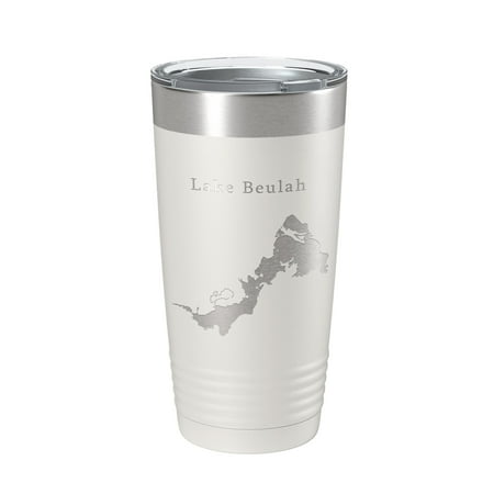 

Lake Beulah Map Tumbler Travel Mug Insulated Laser Engraved Coffee Cup Wisconsin 20 oz White