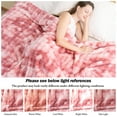 thumbnail image 4 of VK·LIVING Faux Rabbit Fur Reversible Throw Blanket,Super Soft 3D Striped Fuzzy Cozy Thick Ribbed Blankets,Tie-Dye Pink,108"x 90", 4 of 11