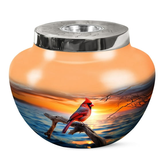 KARYLIZ Cardinal Bird Large Urns For Human Ashes Adult Male - Urns For Human Ashes Adult Woman - Funeral Urns For Adult Ashes Women - Adult Funeral Urn - Decorative Cremation Memorial Urn 10 Inch