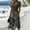 Dark Blue, variant on Women's Floral Print V Neck Dress Short Sleeve High Waist A Line Midi Casual Summer Outfit Flowy Lightweight Party Wear Vacation Boho Chic Black L