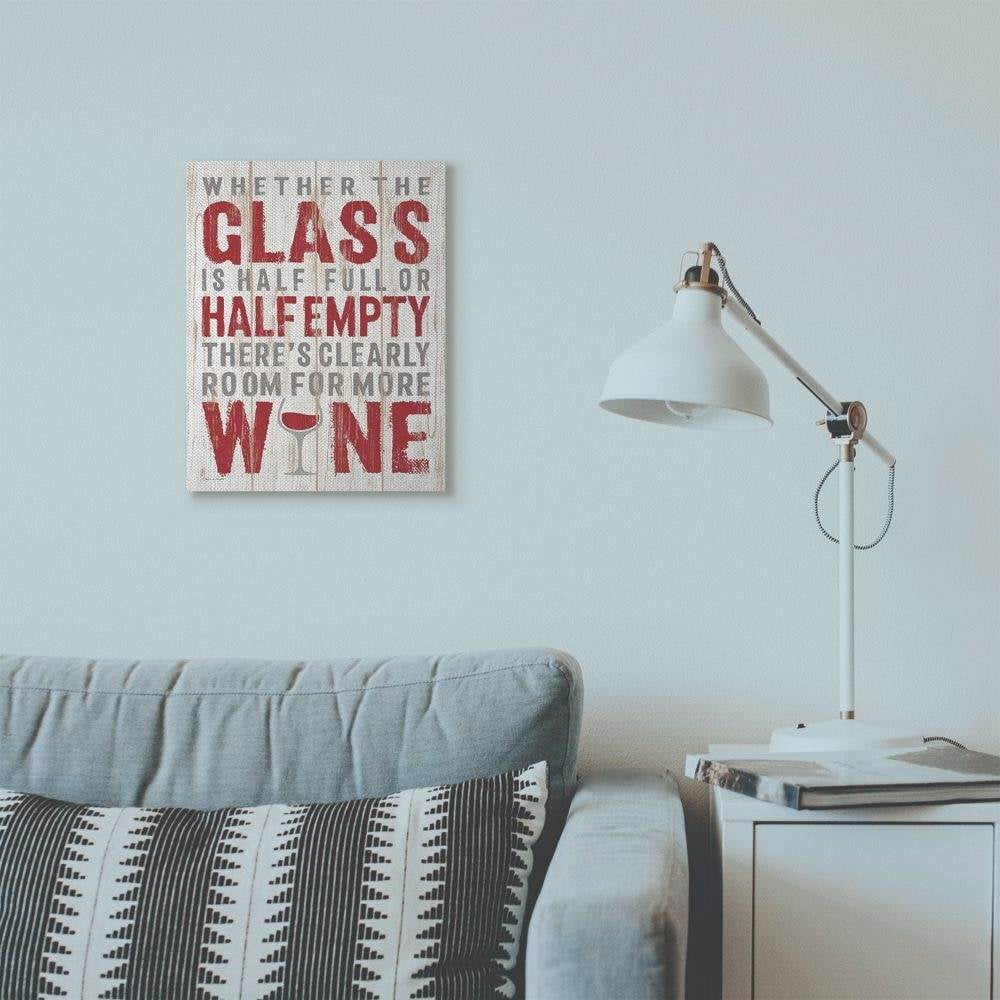 Stupell Industries Wine Glass Funny Word Kitchen Dining Room Wood Texture Word Design Super Canvas Wall Art by Stephanie Workman Marrott