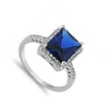 thumbnail image 4 of CHOOSE YOUR COLOR Blue Simulated Sapphire Vintage Ring .925 Sterling Silver Band CZ Female Size 7, 4 of 4