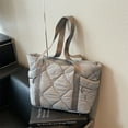 thumbnail image 2 of Large Tote Bag for Women with Zipper, Lightweight Puffy Tote Bag Quilted Shoulder Bag Handbag for Travel, Work, Gym, 2 of 10
