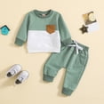 thumbnail image 4 of Kaprioy Toddler Baby Boy Outfits Fall Winter Clothes Color Block Long Sleeve Sweatshirt Pullover Tops + Joggers Pants Outfit Set, 4 of 5
