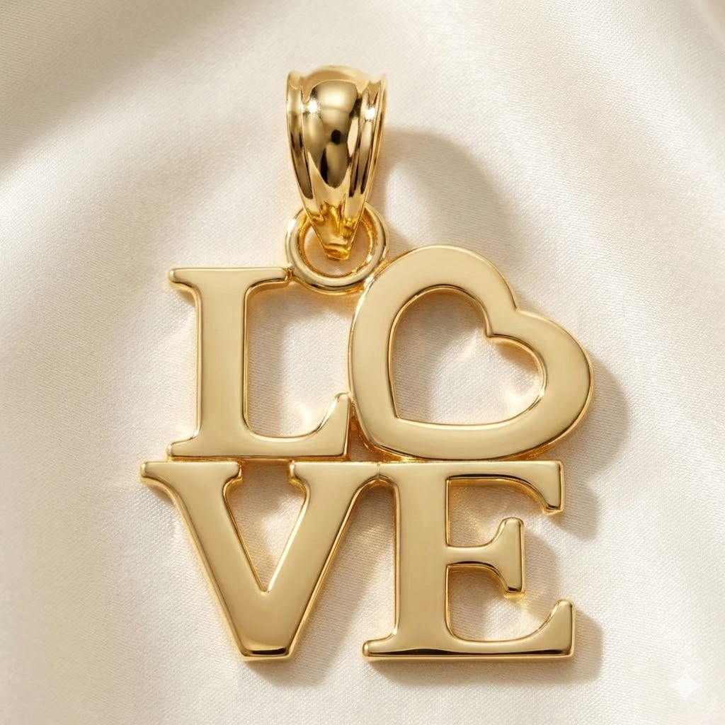 Charm America - Gold Love Square Charm - 10 Karat Solid Gold