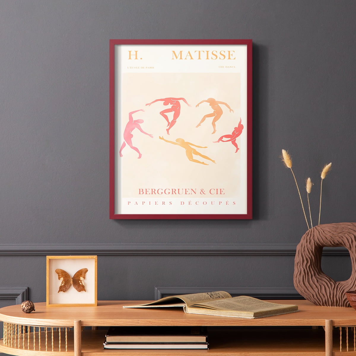 Matisse CDXCI in Red Solid Wood Framed Print No Nail Hanging