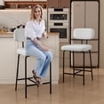 thumbnail image 6 of HomeZeer Bar Stools Set of 2, 26" Counter Height Barstools with Back and Footrest, PU Leather  Upholstered Stools, White, 6 of 9
