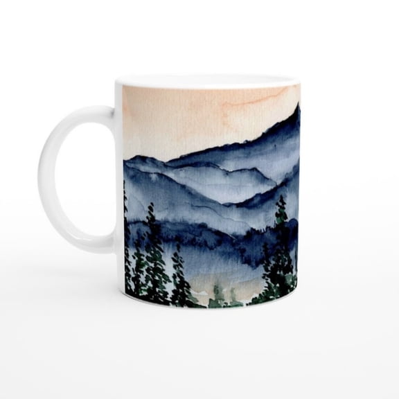 Mountain Mug - Nature Coffee Cup, Gift Hiker, Nature Lover Mug, Mountain Art, Nature Drinkware.