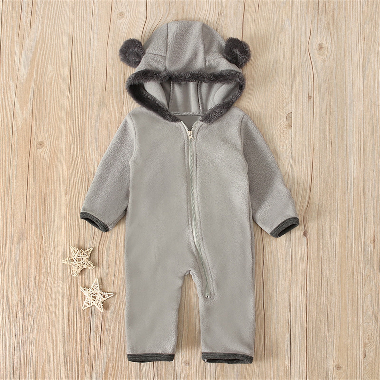 Lojoutye 2025 Baby Girl Clothes Boy Bear Ears Footed Baby Boy Pajamas Hooded Romper Jumpsuit Baby Suits for Coat