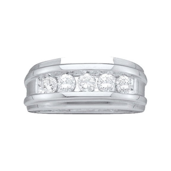 14k White Gold Round Diamond Mens Channel-set Classic Fine 7mm Wedding Band 1/4 Cttw