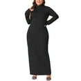 thumbnail image 2 of Agnes Orinda Women's Plus Size Basic Maxi Dresses Turtleneck Long Sleeve Bodycon Party Long Pencil Dress 2X Black, 2 of 5