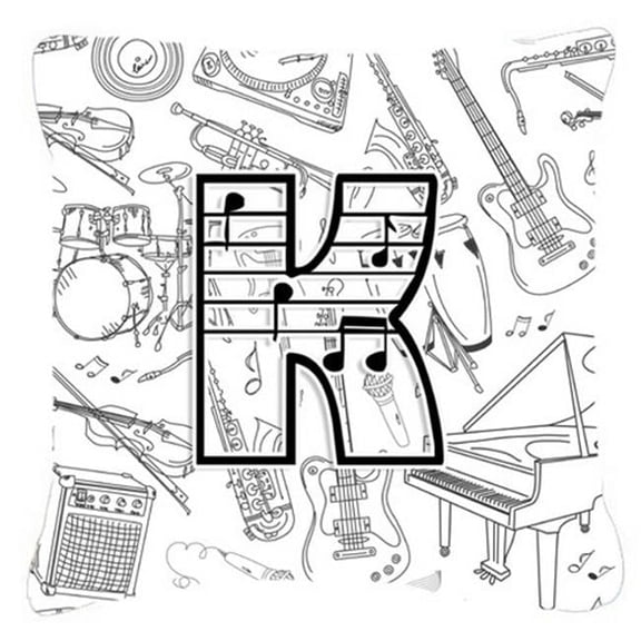 Letter K Musical Note Letters Canvas Fabric Decorative Pillow