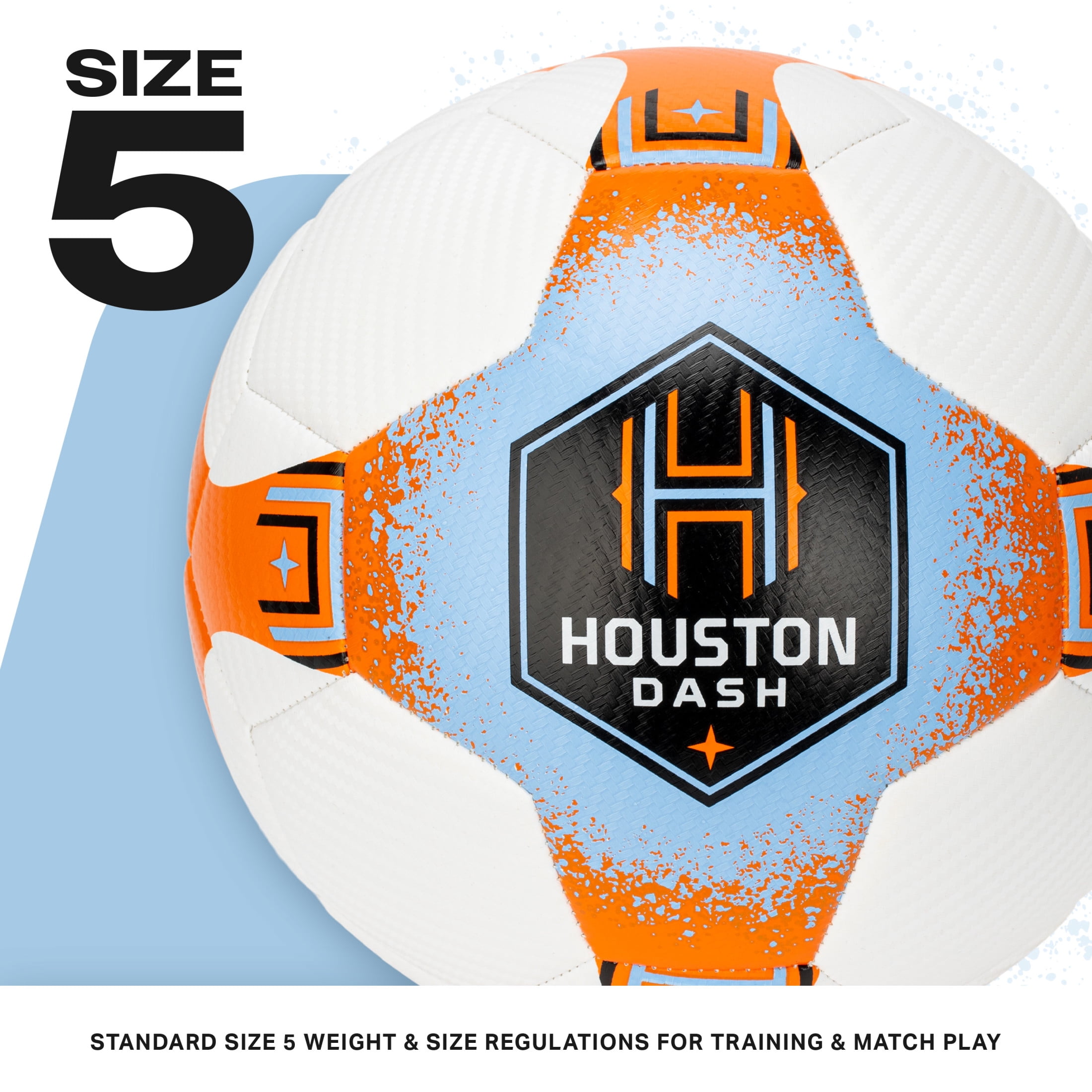 Franklin Sports NWSL Houston Dash Soccer Ball - Official Size 5 Soccer Ball - Regulation Size + Weight Soccer Ball for Kids + Adults - Boys + Girls Soccer Ball - Air Pump Included