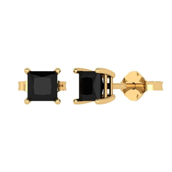 Clara Pucci 1Ct Natural Onyx Princess Cut VVS1 Push Back Stud 18k Solid hypoallergenic Gold Designer Earrings For July