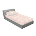 thumbnail image 2 of Floral Fitted Sheet & Pillow Sham Set, Linear Style Illustrated Rose With Leaves Botanical Concept Garden Art, Decorative Printed 2 Piece Bedding Decor, Twinxl, Pale Mauve Pastel Pink, by Ambesonne, 2 of 2