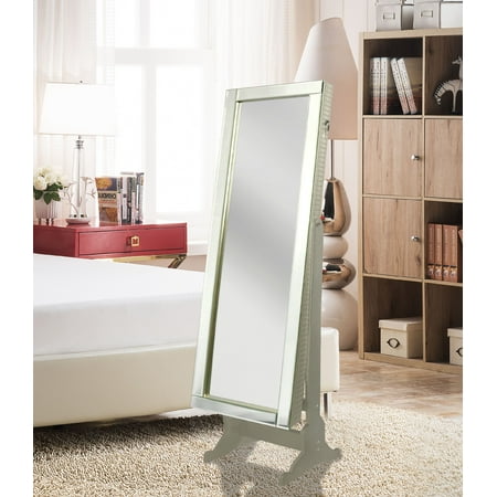 Jewelry Case Mirror Stand Chic Home Daze Modern Contemporary Mirror Border Rectangular Jewelry Armoire Cheval Mirror, Full-length Royal Champagne ()