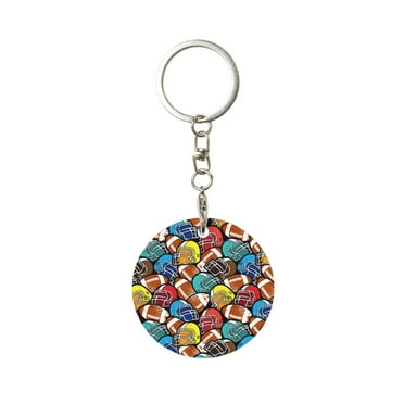 Naloa American Football Print Round Keychain Keychain Key Ring, Key Tag, Key Chain Bulk for Gift Accessories (Round)