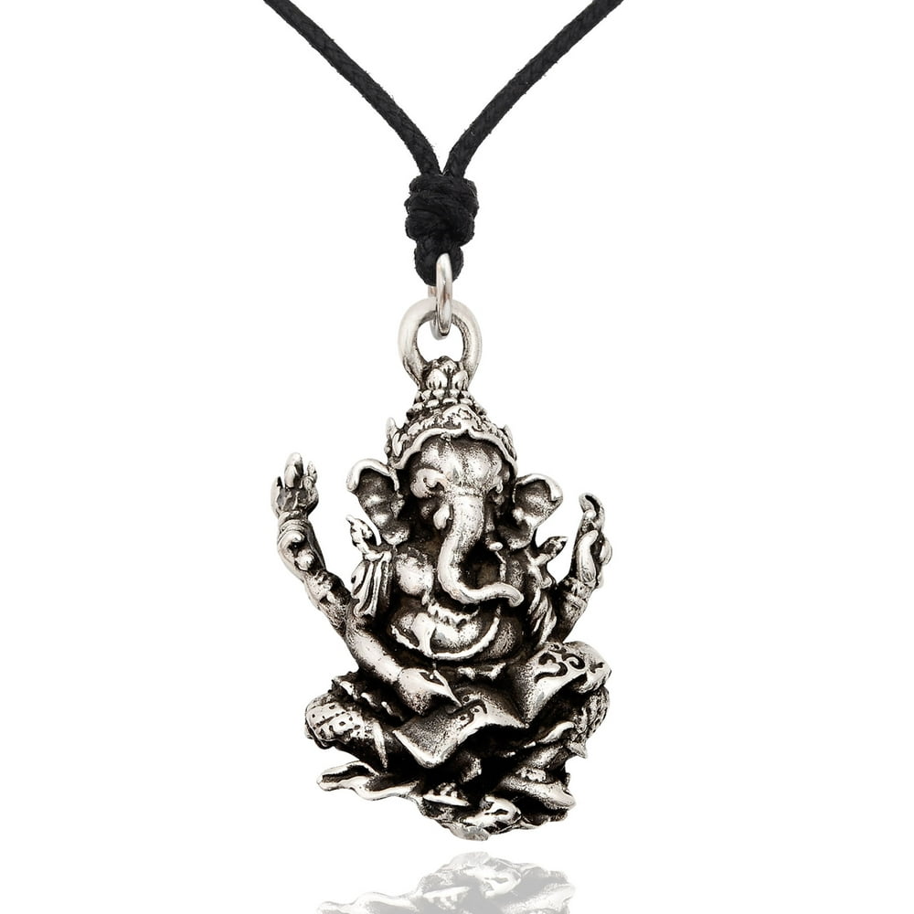 Vietsway - New Hindu Ganesh Elephant God Silver Pewter Charm Necklace ...