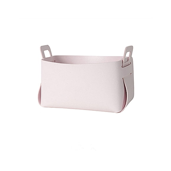 Wosthever Cesta de almacenamiento Organizador de escritorio de cuero con asa Caja de soporte decorativa Desmontable Organizador Papelería Decoración Almacenamiento y organización del hogar Rosa S Wosthever HA067449-06