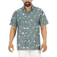 thumbnail image 5 of HAPPY BAY Men's Vacation Front Pocket Cruise Tops Button Down Shirt Summer Aloha Holiday Camping Funky Shirts For Mens XL Grey, Flamingo, 5 of 5