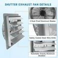 thumbnail image 6 of Acekid Industrial Exhaust Fan - 24 Inch Louvered Wall Mount Ventilation Fan 130W 2660CFM with Auto Aluminum Shutters - Silver Workshop/Warehouse Fan, 6 of 9