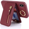 thumbnail image 6 of iPhone Xs max case with Card Holder, iPhone Xs max Phone Case Wallet for Women magsafe Compatible Wallet Detachable 2-in-1 for Men-Red Wine, 6 of 12