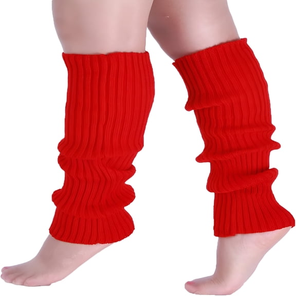 TELOLY 2026 New Women'S Solid Rib Knit Leg Warmers 80S Socks for Dance, Aerobics, Casual Wear, Winter Outfits, Layering Red Leg Warmers