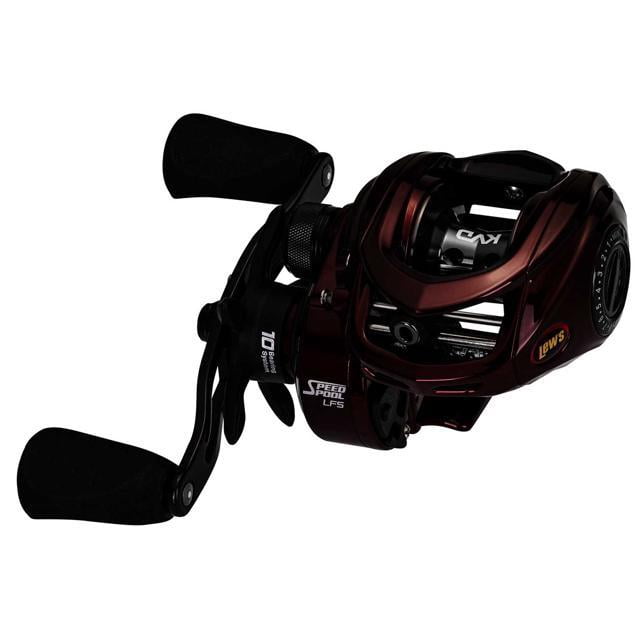 Lew's KVD Baitcast Fishing Reel, Right-Hand Retrieve, 7.5:1 Gear Ratio, 10  Bearing System with Stainless Steel Double Shielded Ball Bearings, Burgundy